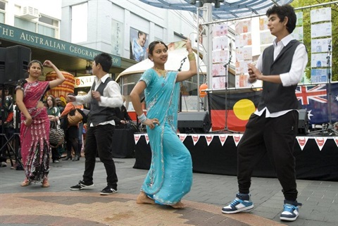 People dancing in Elizabeth Mall Hobart