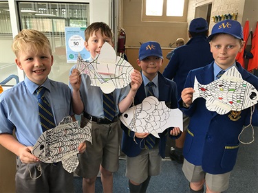 Students creating decorations