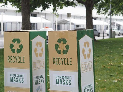 Zero Waste boxes at Salamanca market for the collection of disposable masks