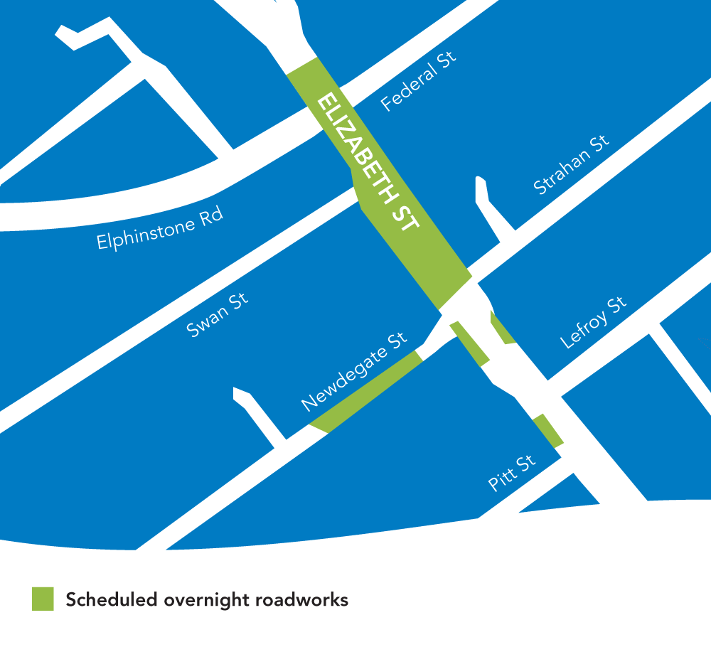 Elizabeth Street roadworks map
