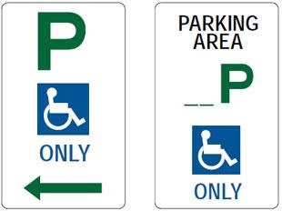 Parking signs - for disability parking permit holders