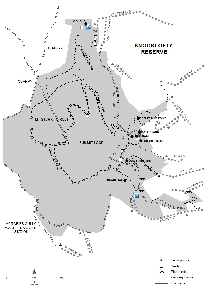 Knocklofty Map showing access points