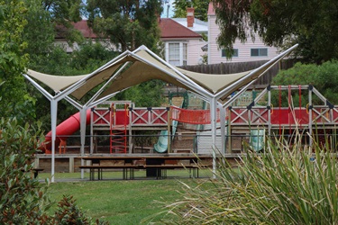 Undercover picnic tables and BBQ and play equipment