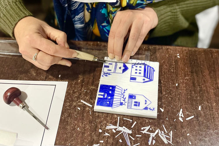 Block printing workshop City of Hobart Tasmania Australia