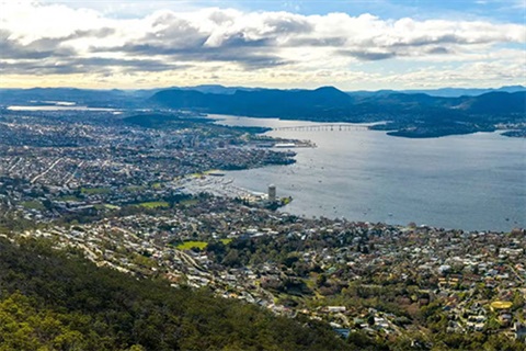 Photo of Mount Nelson and Sandy Bay looking towards the city