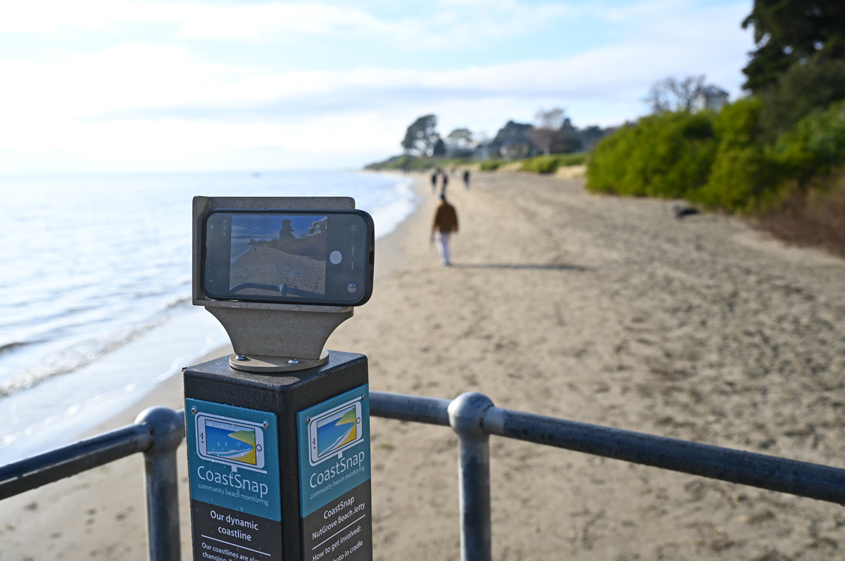CoastSnap station at Nutgrove Beach
