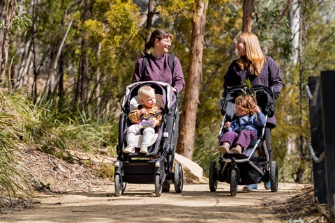 Parents and kids on Pipeline Track