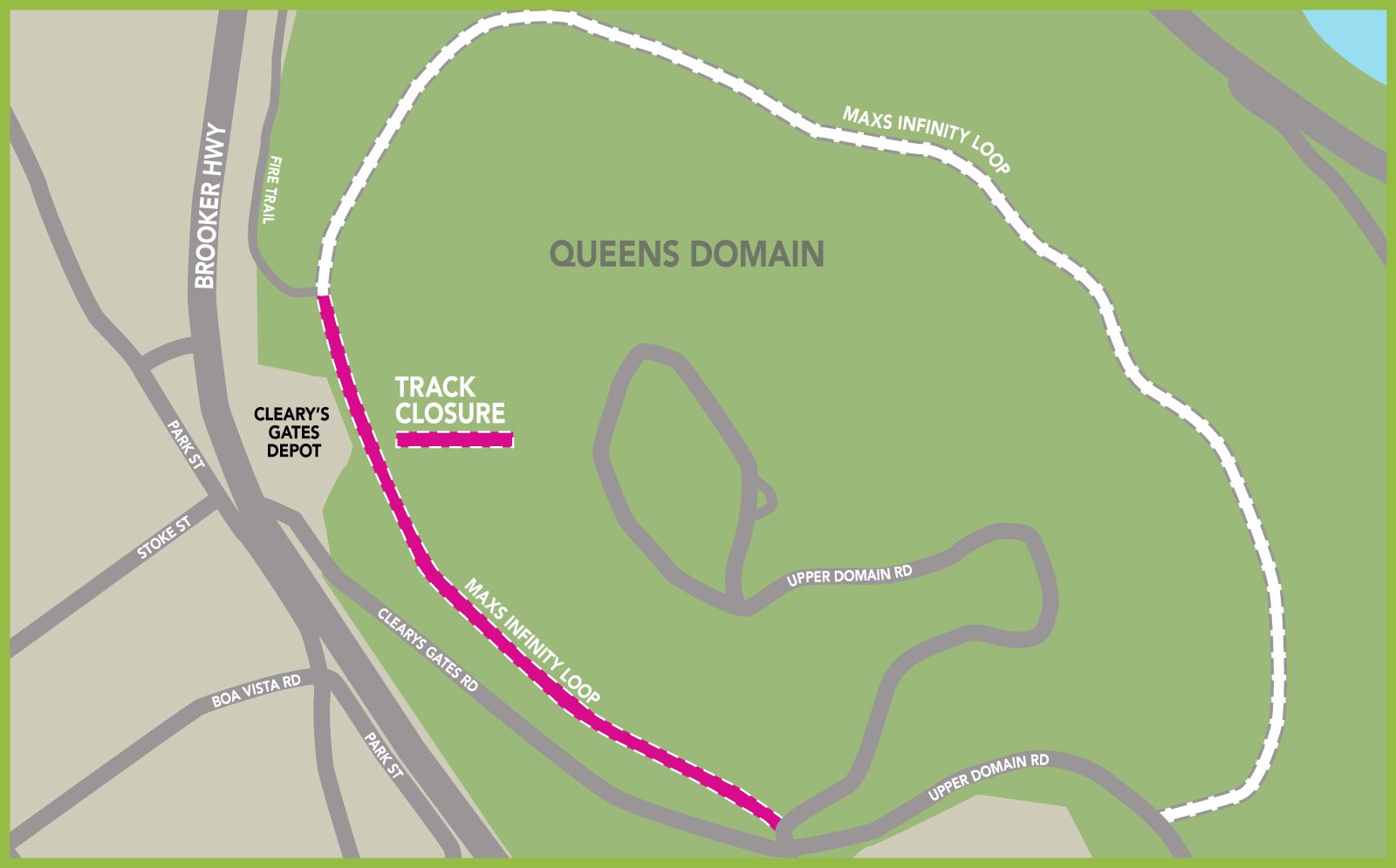 Map showing track section closure