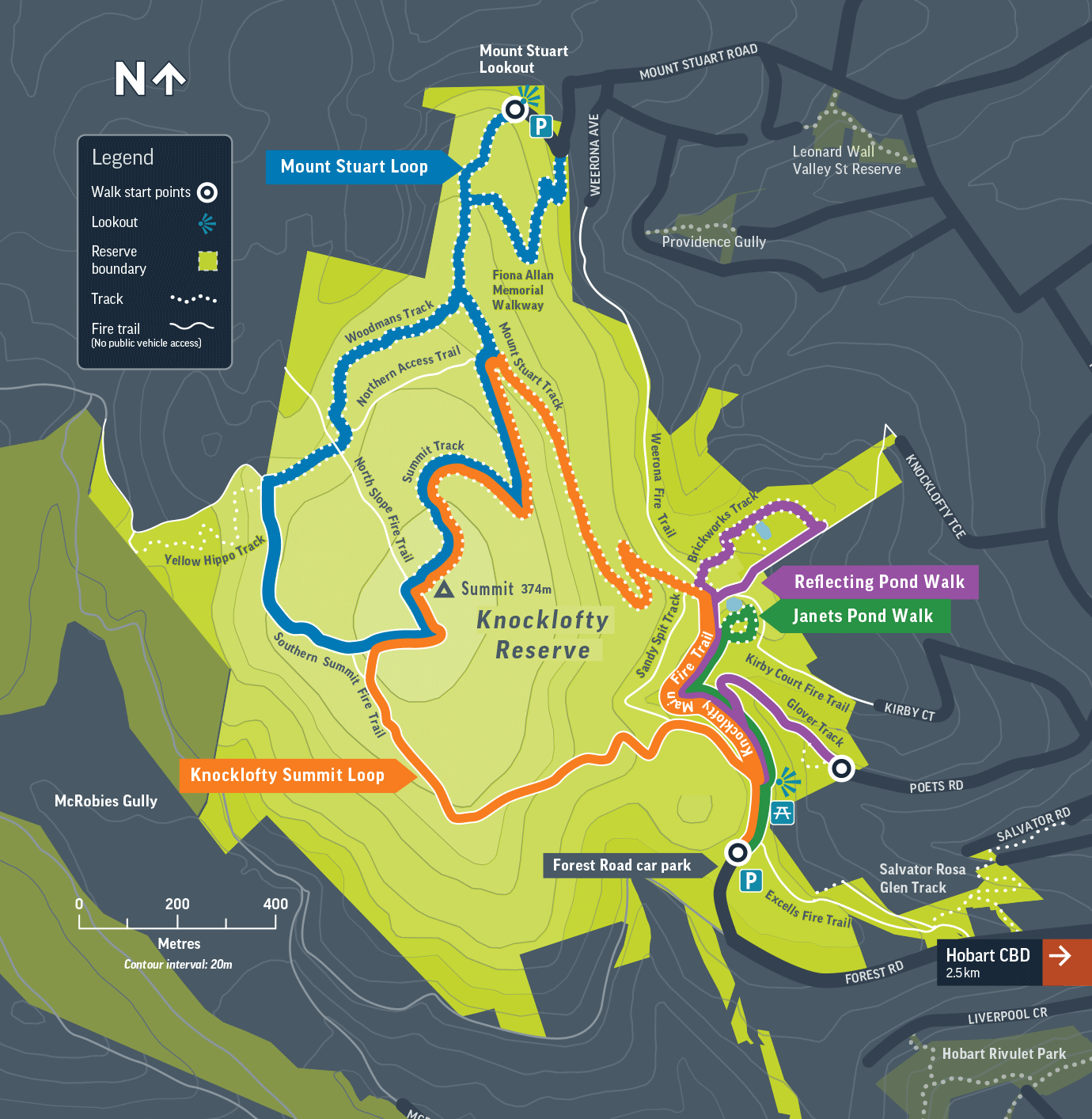 Knocklofty Reserve nature trails map