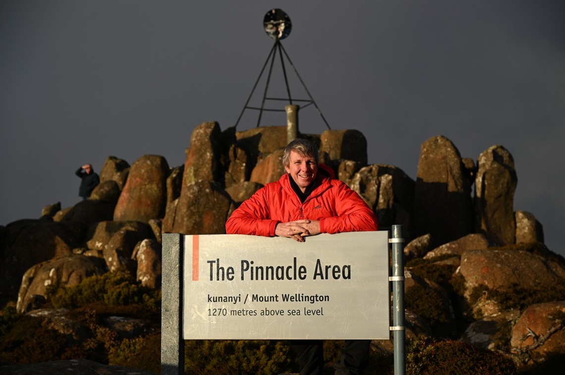 City of Hobart's Greg Milne on top of Kunanyi / Mt Wellington