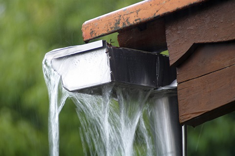 Water flowing from gutter